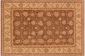 handmade Traditional Kafkaz Chobi Ziegler Brown Beige Hand Knotted RECTANGLE 100% WOOL area rug 9 x 12